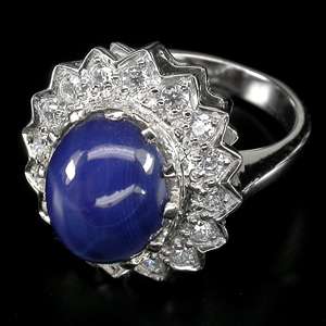 FLAWLESS TOP DEEP BLUE STAR SAPPHIRE 925 SILVER RING  