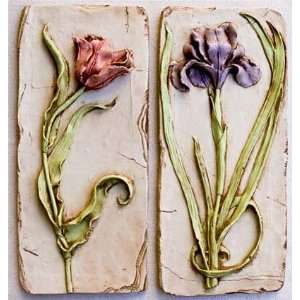  Floral wall plaques, set of 2 wall plaques