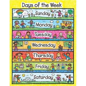   Pack CARSON DELLOSA CHART DAYS OF THE WEEK KID DRAWN 