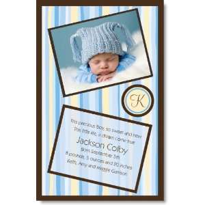  Blue Stripes Photo Birth Announcements Health & Personal 