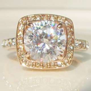 Carat swarovski crystal 18K gold GP ring promise engagement wedding 