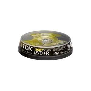  TDK DVD+R 4.7Gb 16x Lightscribe Spindle 10 tdk dvdr 