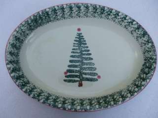   Serving Platter Furio Italy Christmas Tree Holiday Green White Sponged