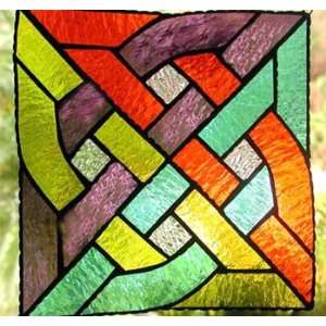 Multicolored Stained Glass Celtic Knot Suncatcher   8 x 8 
