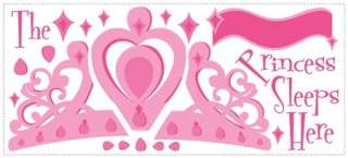 New THE PRINCESS SLEEPS HERE WALL DECALS Baby Girls Stickers Pink 