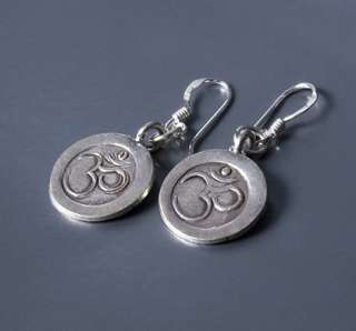Karen Hill Tribe ~ Om Symbol Solid Silver Earrings  