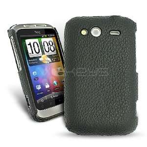   Split Leather Back Cover Case for HTC Wildfire S with Screen Protector