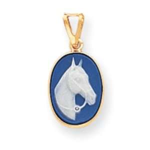  14k Gold 11x15mm Horse Porcelain Cameo Jewelry