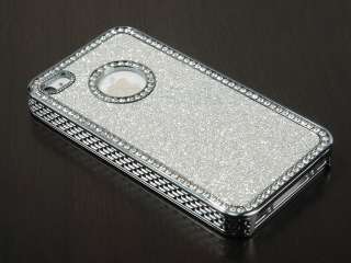 Silver Glitter Sparkle Diamond Bling Case Cover For iPhone 4 4S 4G 