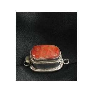 SPINY OYSTER STERLING CLASP CUSHION ORANGE~