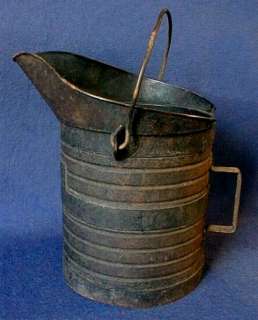 HUGE BUCKET PAIL TOLE FRENCH 10 DecaLITERS BROWN c1860  