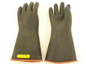   14 Class 2 Type 1 Linemans Glove Rubber Black Size 11 {CC1}  