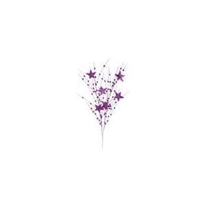  Pack of 6 Purple Sparkling Glitter Berry Star Christmas 