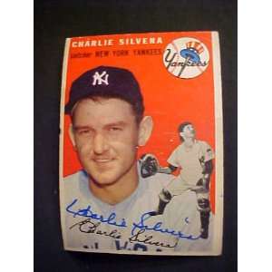 Charlie Silvera New York Yankees #96 1954 Topps Autographed Baseball 