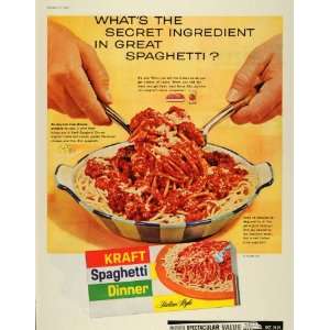  1959 Ad Secret Ingredient Kraft Spaghetti Dinner Italian 