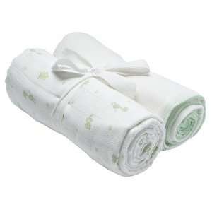  Muslin Swaddle Blanket Set in Sage and Yellow Baby