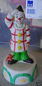 Vintage Porcelain Clown Figural Music Box LOOK  