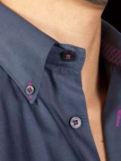 Mens Shirt STONE ROSE EZE 651 Navy Blue Button up WovenVery Shiny 