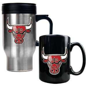 Chicago Bulls Mug Set   16 oz Travel Mug & 15 oz Ceramic 