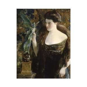  Childe Hassam   Young Woman And Statue Giclee
