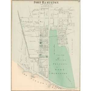   & Beers 1873 Antique Street Map of Fort Hamilton
