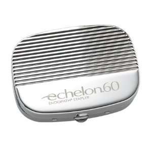   Chrome Ribbed Cover with 3 Compartment Pill Box and Mirror Beauty