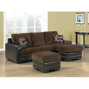   Chocolate and Dark Brown Leather Look Sectional Sofa