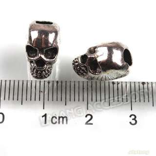 30x 151502 New Wholesale Antique Silver Skull Charm Beads Fit European 