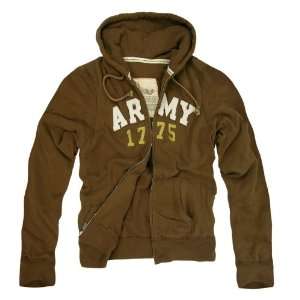  Waffle Lined Military 1775 Fleece Hoodie Army, Brown Size 
