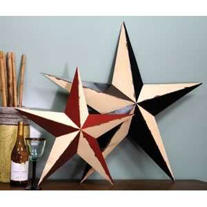 Set of 2 Stars in Black and Cream and Red and Cream