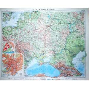  Colour Map 1959 U.S.S.R. Russia Moscow Ukraine Kremlin 