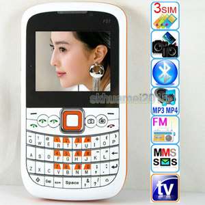 New GSM unlocked 3 SIM QWERTY Cheapest TV cellphone Mobile Phone F51 