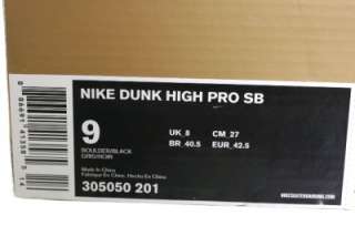 New NIKE Dunk High Pro SB Boulder Black Ferris Beuller Shoes Size 9 