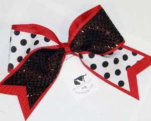 Minnie LOW V 3 Sequin Metallic Competition Cheer Bow  