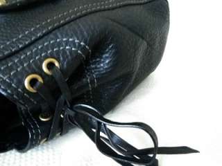 Coach Chelsea LG Black Lace Stud Thick Pebble Leather Tote Bag Purse 