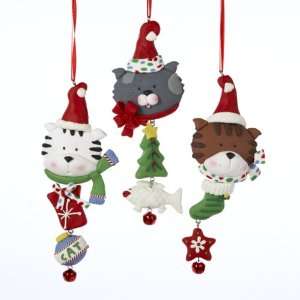 com 12 Claydough Cat in Santa Hat with Jingle Bell Pendant Christmas 