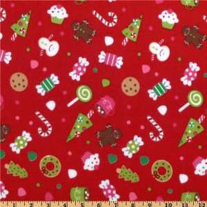  43 Wide Christmas Candy Flannel Desserts Red Fabric By 