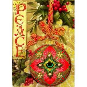 Punch Studio Christmas Greeting Cards, PEACE, Gold Embellished 