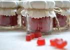 mini jam jar with cherry lips candy and cream cotton