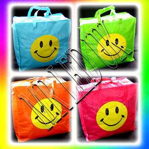 NEW Plastic Smiley Happy Face Shopping Storage Bag Zip  