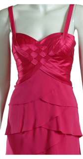 Vibrant Pink CHETTA B Tiered Silk Lattice Dress 4 NEW  