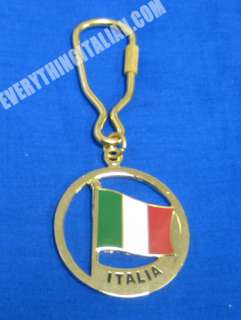 Brass Italian Flag Encircled Key Chain, key chain  