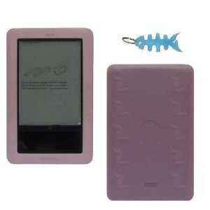  Pink Silicone Skin Case Cover with Light Blue Fishbone 