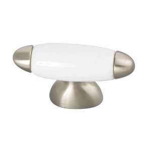  Hickory Hardware P3390 SNW Satin Nickel With White T Knobs 