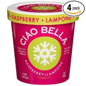 Ciao Bella Raspberry Sorbetto, 16 Ounce Cups (Pack of 4)  