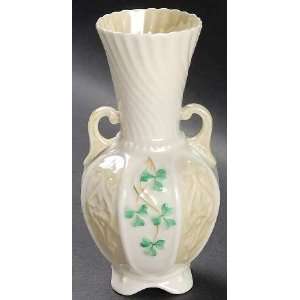  Belleek Pottery (Ireland) Shamrock 8 Panel Vase, Fine 