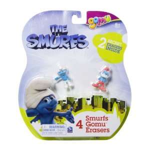  Papa Smurfs, Clumsy + 2 Mysteries (4 Mini Erasers)   Smurfs 