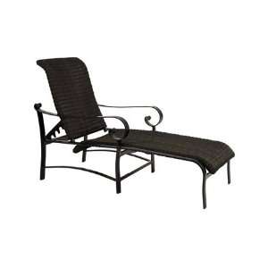   Weave Wicker Arm Adjustable Patio Lounge Chair Smooth Limestone Finish