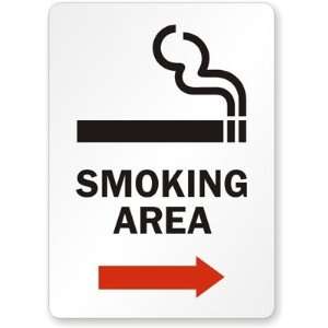  Smoking Area (arrow right)   vertical Laminated Vinyl Sign 