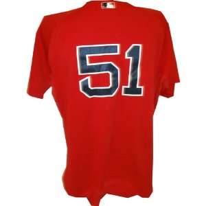  Daniel Bard #51 Red Sox 2010 Game Worn Red Cool Base 
